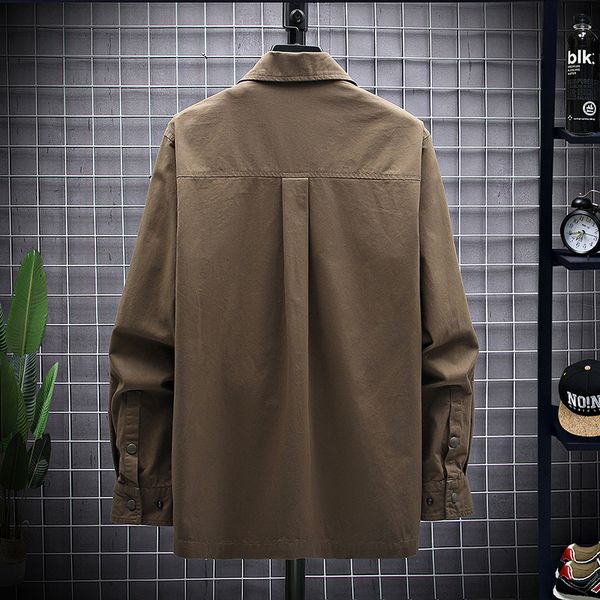

men's jackets spring autumn fashion cotton multiple pockets shirts long sleeve casual shirt,mens slim fit shirt men size m-4xl 7mp, Black;brown