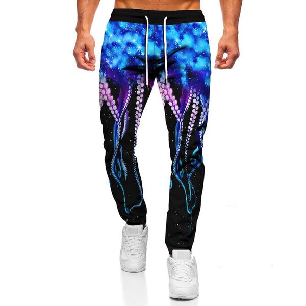 

men's pants spring and autumn ocs tentacles 3d printing fashion trend sweatpants hip hop harajuku streetwear, Black
