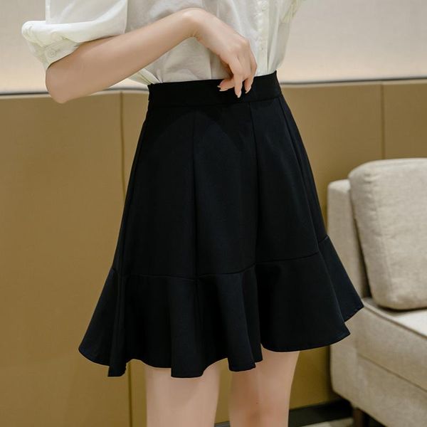 

2021fashion summer women a-line skirt short high waist pleated mini skirts, Black