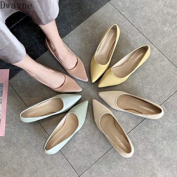 

dress shoes shallow mouth single 2021 pointed womens 4 cm elegant stiletto high heels korean wild professional work, Black