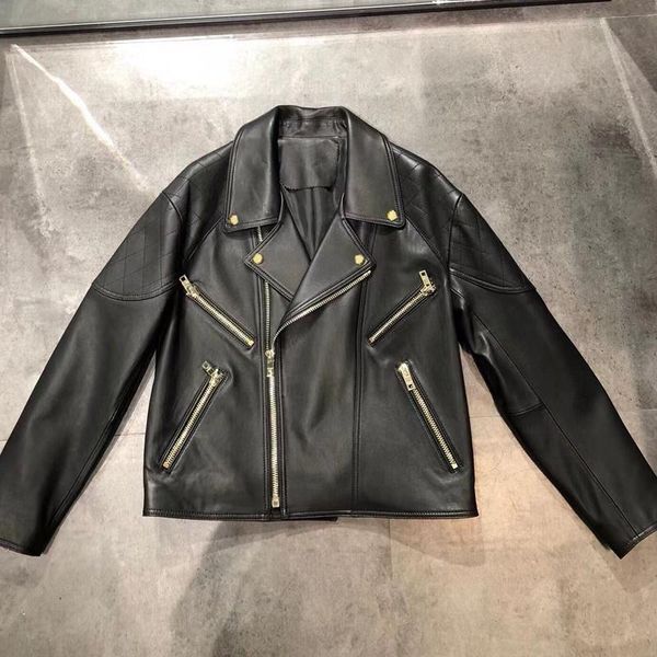 

women's leather & faux ladies genuine sheep jacket, Black