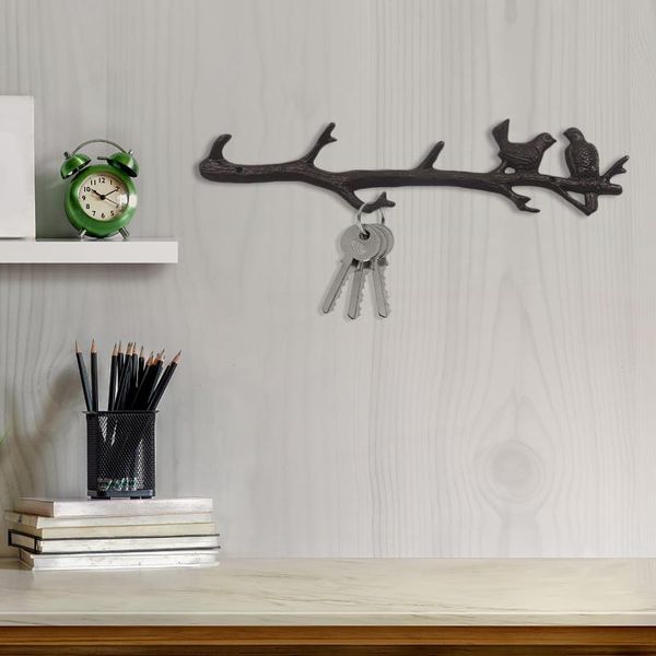 

metal birds on branch hanger with 6 hooks decorative wall mount hook rack multi-function creative convenient accessories & rails