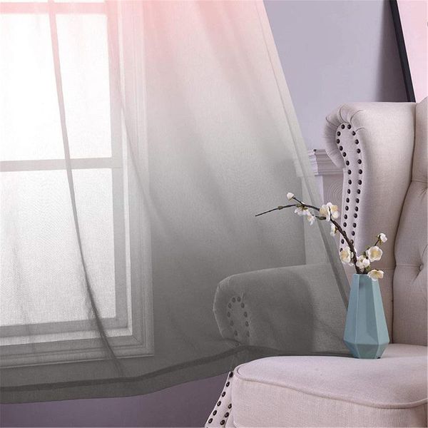 

sheer curtains purple pink gradient tulle for living room bedroom kitchen home el coffee decor blue orange color curtain & drapes
