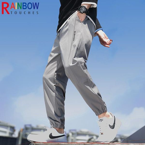 

men's pants rainbowtouches 2021 casual fashion sports fitness training trousers loose trendy letters solid color pencil, Black