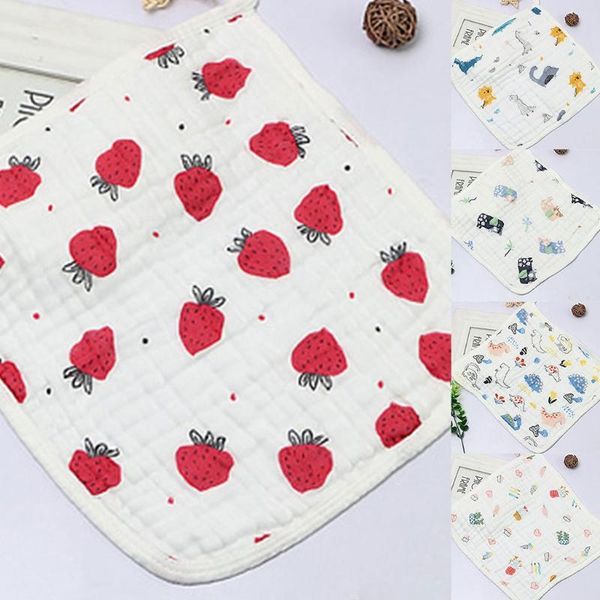 

bibs & burp cloths baby square towel infants feeding saliva 6 layer cotton gauze cartoon printed cute wash face cloth with hanging b03a