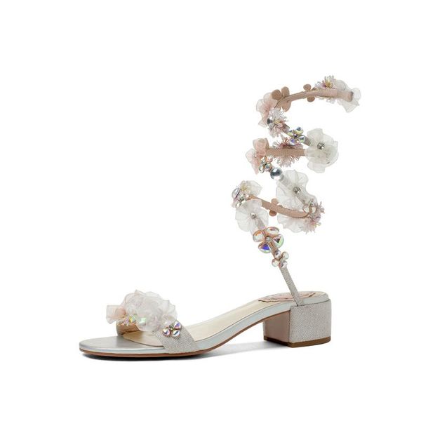 

kmeioo summer women snake style gladiator low heel sandals female rhinestones flower stilettos for ladies prom party shoes, Black
