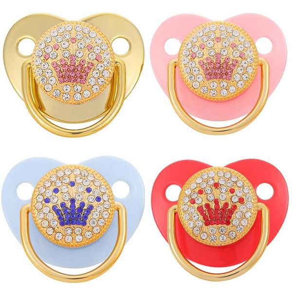 

pacifiers# bling pacifier with rhinestone royal crown baby holder toddler nipple kid orthodontic dummy soother sucking toy