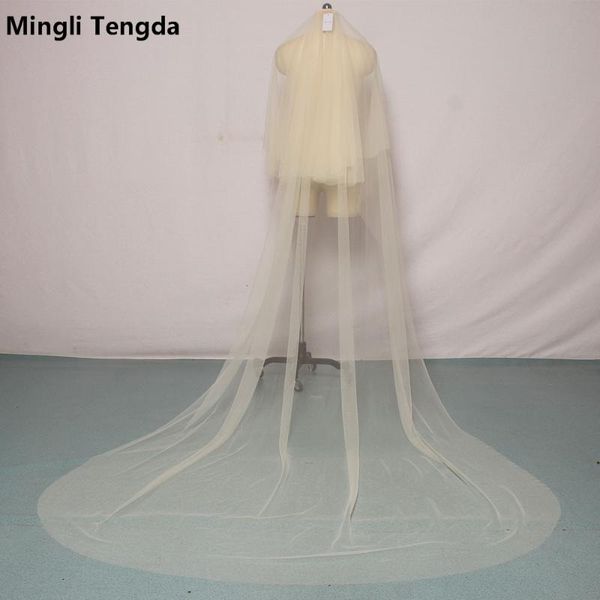 

bridal veils mingli tengda champagne veil two layers 3 m wedding elegant lady blusher with comb cut edge accessories, Black
