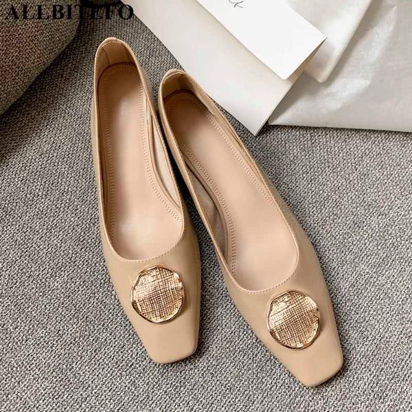 

allbitefo natural genuine leather women heels fashion casual golden decoration shoes woman high heel shoes girls high heels 210611, Black