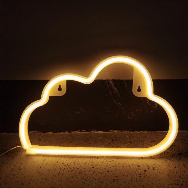 Nube Design Neon Segno Segno Night Light Art Luci Decorative Lampada da parete di plastica per bambini Camera Baby Baby Lighting di Natale Stringhe a LED Party