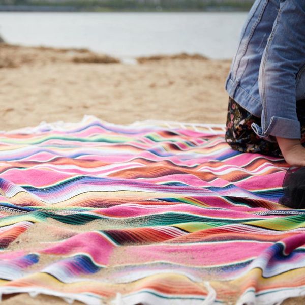 

blankets mexican serape blanket outdoor stripe rainbow handwoven mat for beds travel picnic sofa table cover 35x215cm/150x200cm