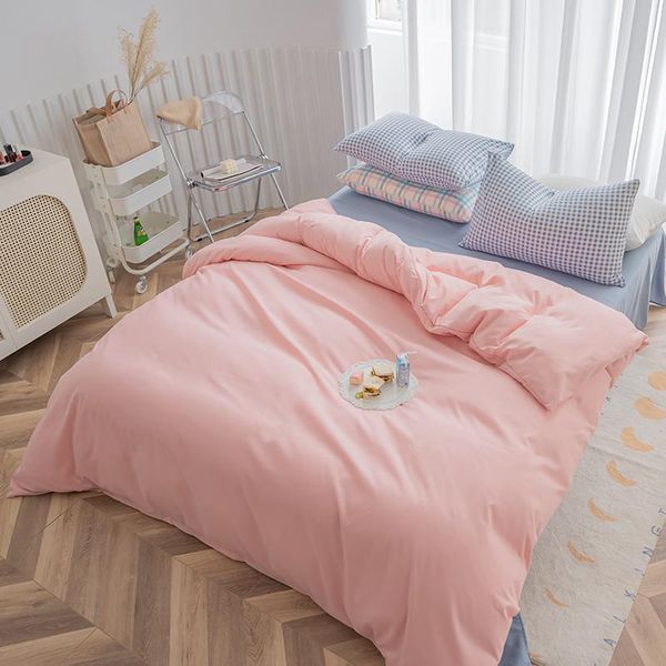 

bedding sets girls pink solid duvet cover bed sheet pillowcases bedclothes twin full  size for bedroom decor 3/4pcs