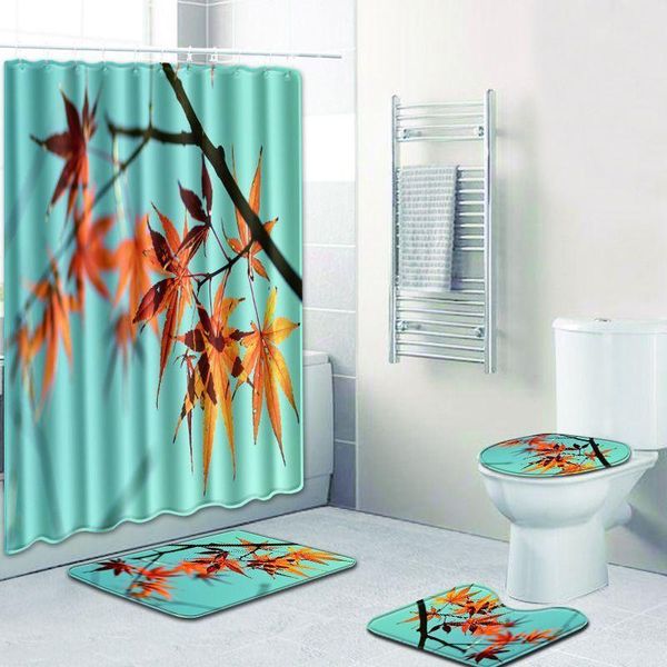

carpets shower room 4pcs set =1 curtain + 3 tolit mat closestool carpet house door