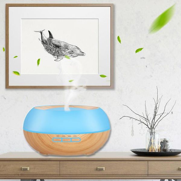 

300ml ultrasonic air humidifier oil diffuser wood grain timing 7 color led light for office home bedroom living room humidifiers