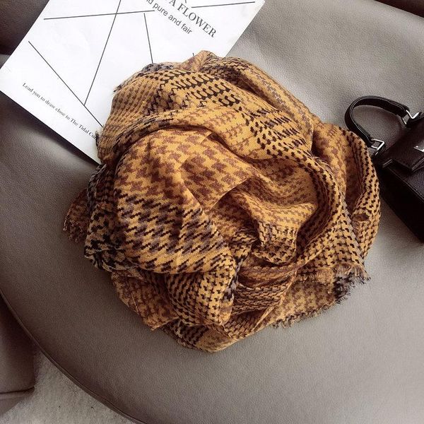

scarves 2021 fashion spain houndstooth fringe viscose shawl scarf print muffler soft oversized hijab foulards muslim sjaal, Blue;gray