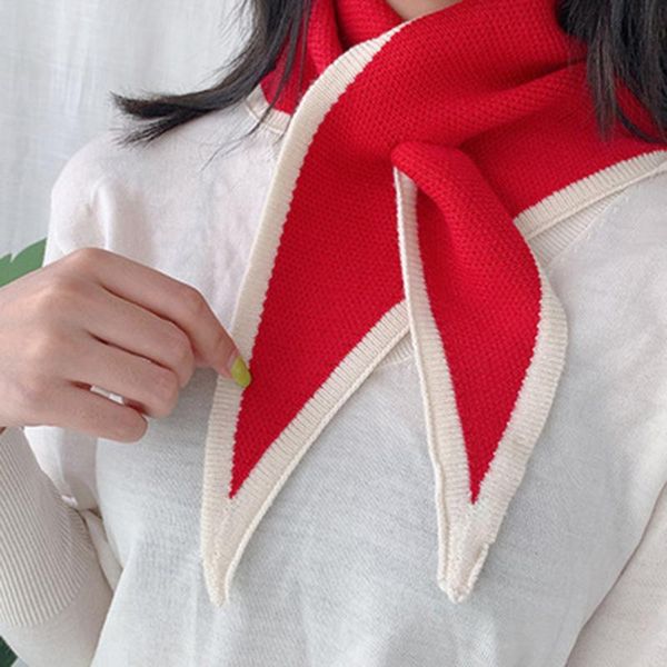

scarves korean winter woolen knit elastic bow cross warm scarf female solid color triangular scarve soft false collar neck guard bib u52, Blue;gray