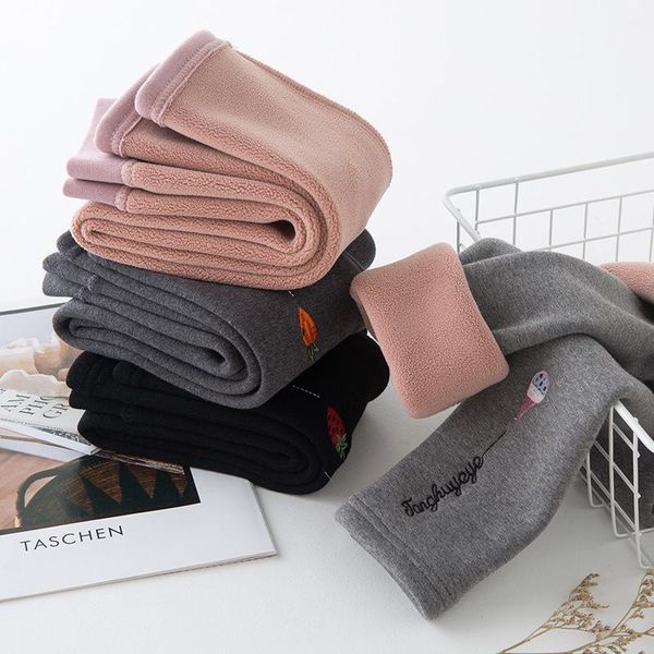 

trousers girls plus fleece leggings for autumn and winter, thicker childrens cotton warm pants in winter, Blue