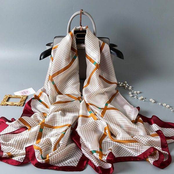 

scarves 2021 women plaid silk scarf beach hijab shawl female summer long foulard femme echarpe bandana wraps, Blue;gray