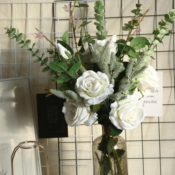 

decorative flowers & wreaths artificial rose flower wedding bedroom living room decoration autumn home decor mw03333