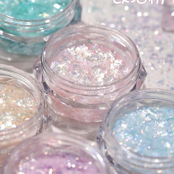 

nail glitter 6bottle mermaid fine sequins / opal powder cloud brocade powder/transparent thin ice/aurora shimmer uwet-2, Silver;gold