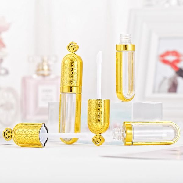 

storage bottles & jars 8ml gold clear empty cosmetic lip gloss tube, plastic transparent crown wand lipstick container, packing bottle