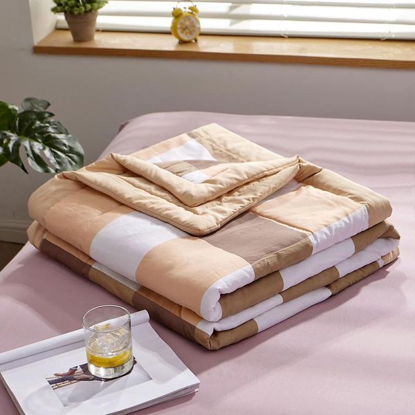 

comforters & sets 2021 super soft washed cotton summer thin cool air condition quilt feather stuffed quilts plaid comforter cozy double-side