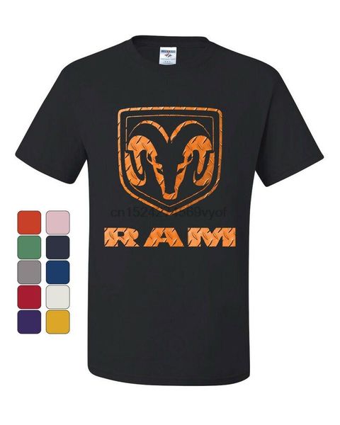 

men's t-shirts orange ram logo t-shirt hemi pickup truck guts glory, White;black