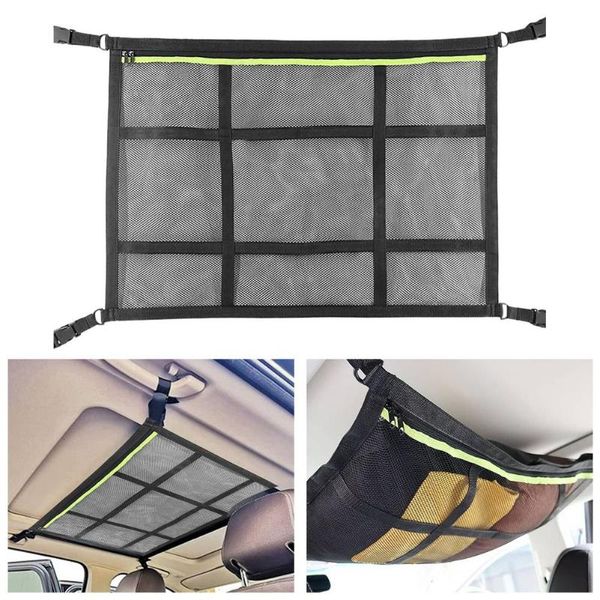 

car organizer ceiling storage net auto roof sundries bag