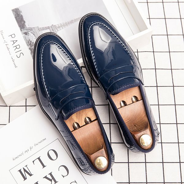 

464748 size cross-border mens fashion wedding shoes mens shoes slip-on lazy shoes large size mens business dress casual 2020, Black