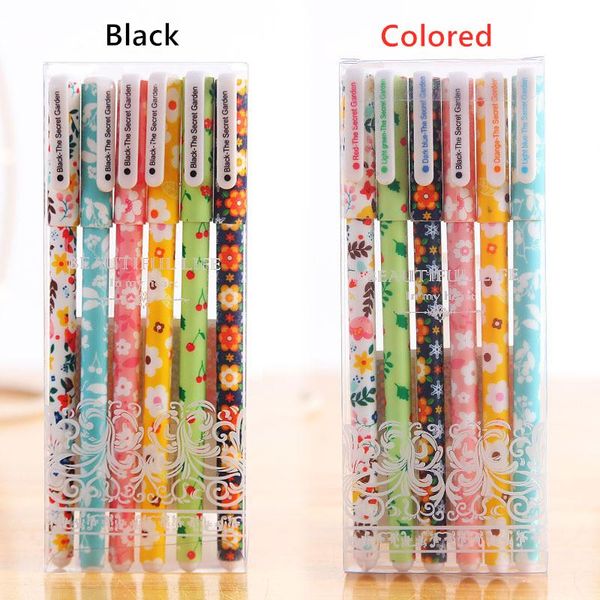 

gel pens 6pcs /set black multicolor pen 0.38mm watercolor for student choose writing and painting office stationery color