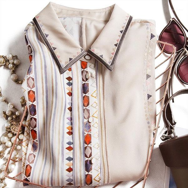 

women's blouses & shirts mayabee heavy real silk shirt european long sleeve mulberry retro western spring 2021, White