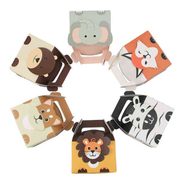 12 Boxen Jungle Safari Zoo Animal Cardboard Favor Treat Boxes Birthday Party Goody Bags H1231