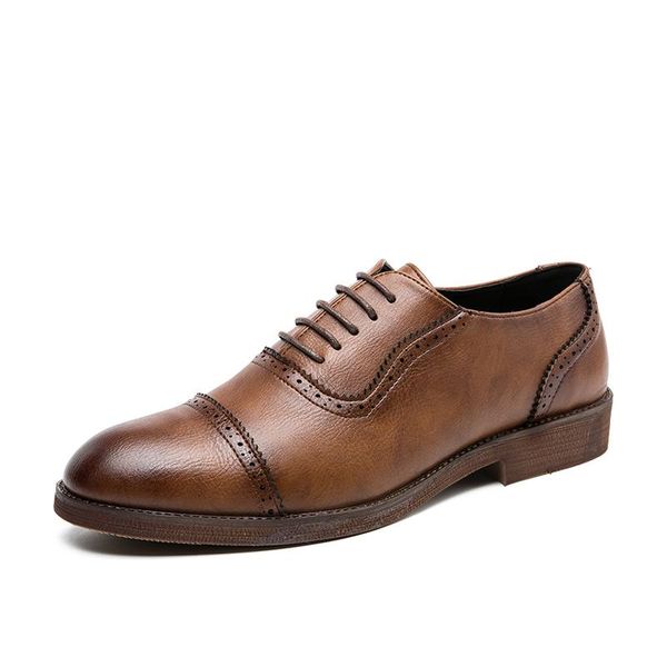 

dress shoes men's leather formal lace up oxfords fashion retro elegant work footwear men, Black