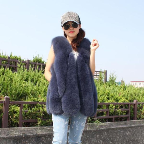 

women's fur & faux 2021 vest for women autumn winter casual elegant solid color thick warm real sleeveless female, Black