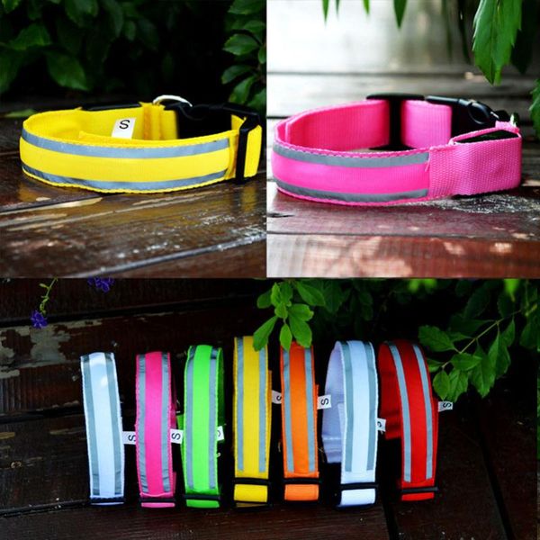 

pet dog products stripe reflective illuminate led collar goods collars & leashes