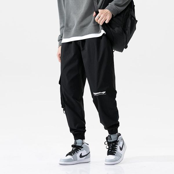 

men's side pockets cargo harem pants fashion black hip hop casual male joggers trousers streetwear men