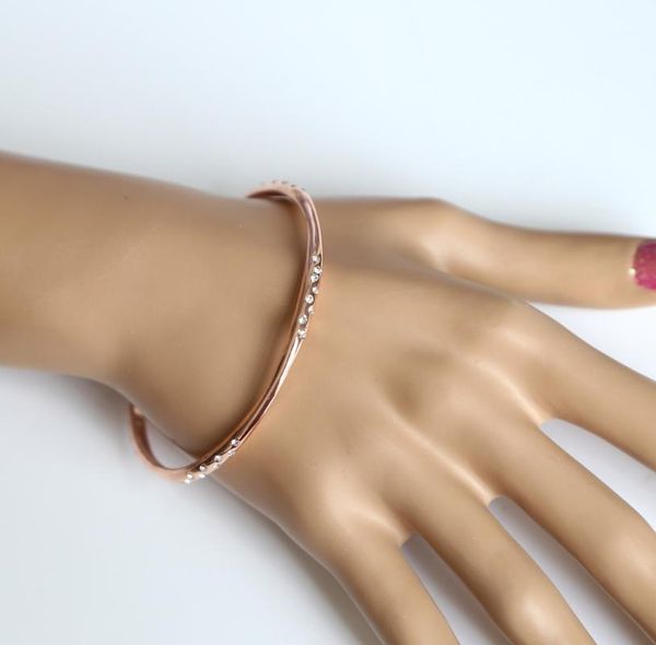 

charm bracelets luxury austrian crystal bracelet bangles pulseira rhinestone women pulsera silicona personalizado rose gold girls1, Golden;silver