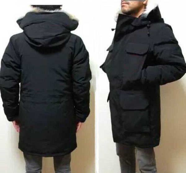 

winter down jacket mens puffer jackets big real wolf fur hooded thick warm parka doudoune homme outdoor coats coat upscale, Black