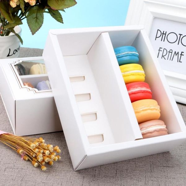 

gift wrap 10pcs 5/10 macaron container clear window drawer cookie cake dessert packing