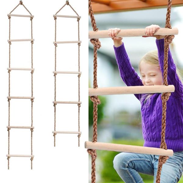 

kids fitness toy sports rope swing swivel rotary wooden ladder multi rungs climbing game outdoor training activity safe