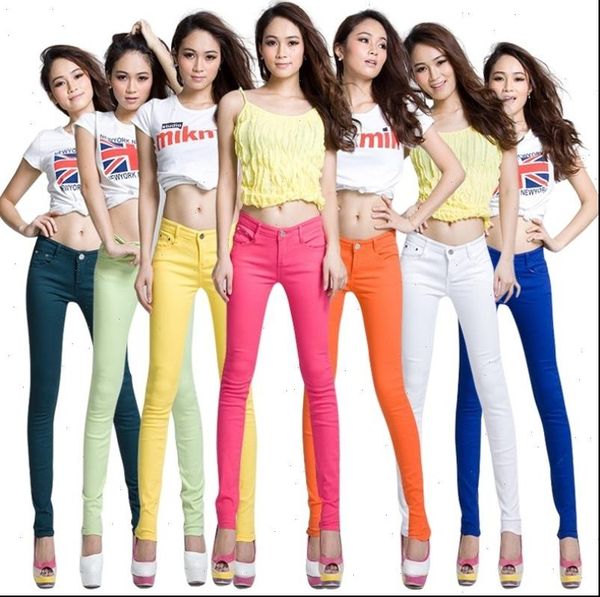 

ladies women jean high waist jeans trousers black white pants pencil skinny harem slim elastic pantalon femme, Blue