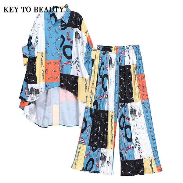 

beauty women two piece suit lapel collar half sleeve high waist casual loose slim 2021 spring summer fashion ktb565 women's pants, White