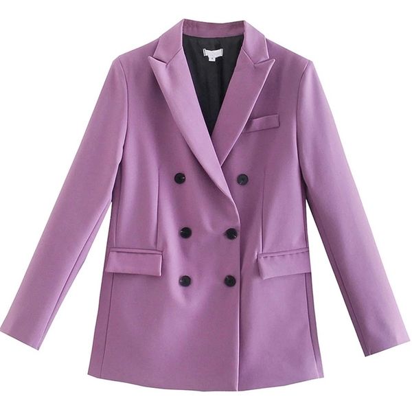 

wixra women casual blazer double breasted high street long sleeve autumn spring vintage coat 220315, White