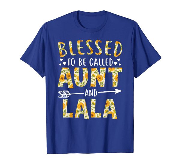 

blessed to be called aunt and lala sunflower tee shirt, White;black