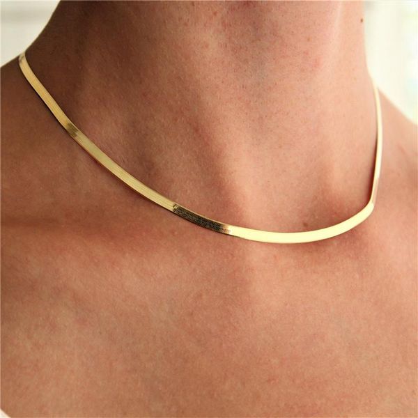 

chains 3mm clavicle blade statement women gold silver color stainless steel snake choker necklace chain collier femme bff