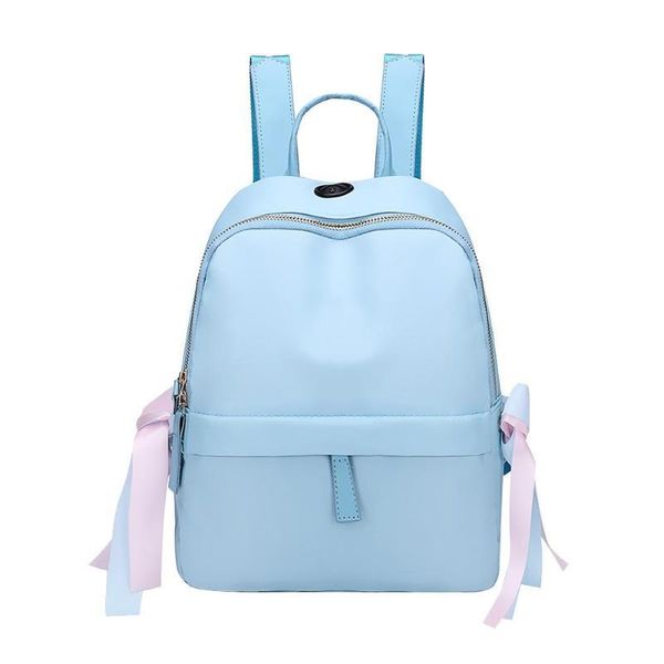 

backpack wild lady usb charging nylon casual fashion ribbon small fresh blue