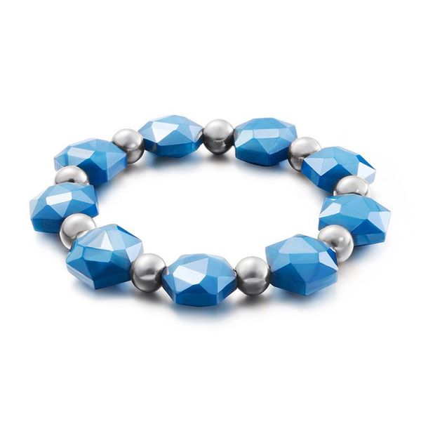 

charm bracelets fashion stainless steel beads crystal elastic rope geometric resin jewelry for women, Golden;silver