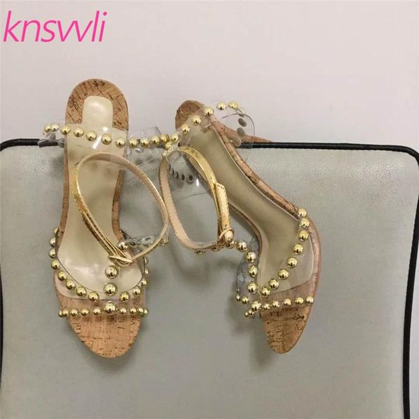 

dress shoes clear pvc gladiator high heels sandals women gold rivets t strap sandalia feminina thin heel transparent party woman, Black
