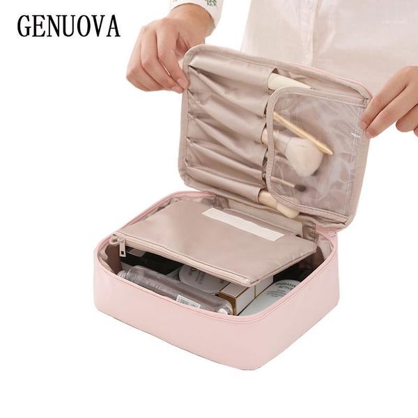 

woman cosmetic bag female portable travel handbag organizer toiletries beauty pouch large capacity makeup sponge bags1