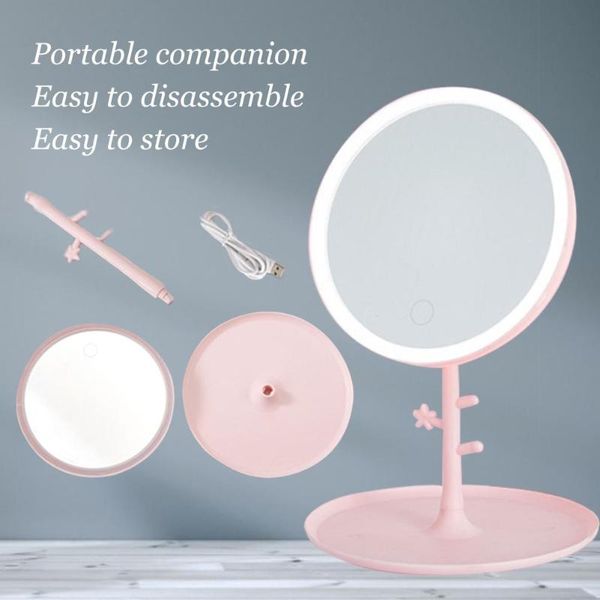 

compact mirrors led light makeup mirror storage 2000mah adjustable touch usb vanity table desk cosmetic